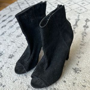 Black open toe booties
